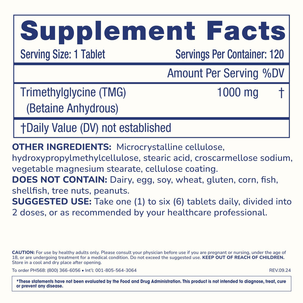 ProHealth Longevity TMG Trimethylglycine 1,000 mg - 120 Tablets - image 6