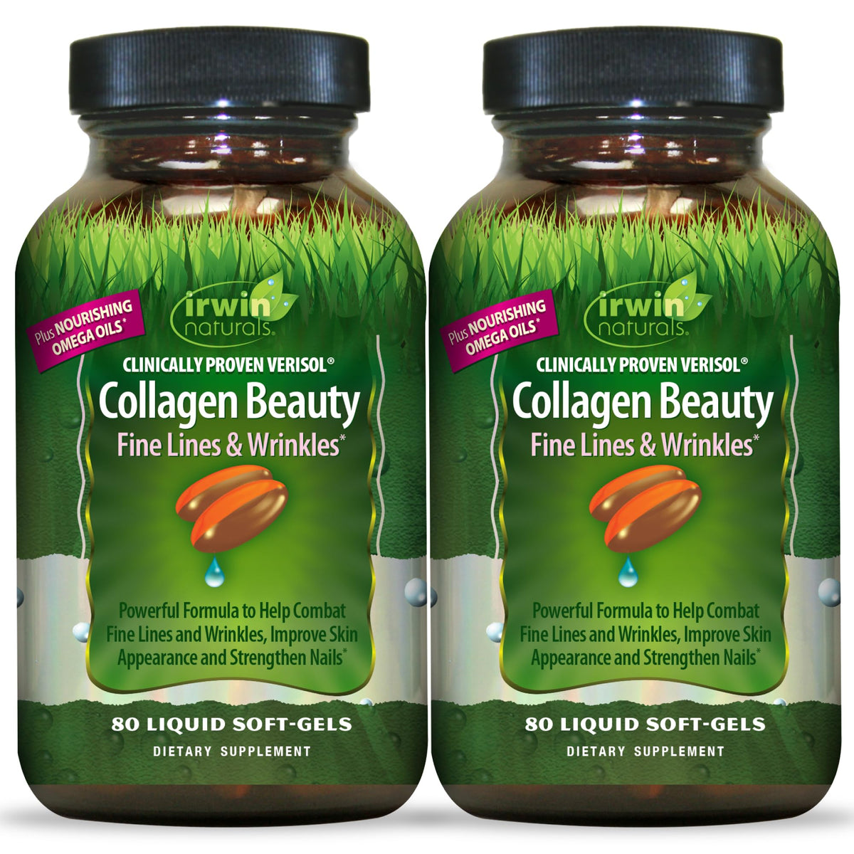 Irwin Naturals Collagen Beauty Supplement Hair Skin and Nails - 160 Softgels