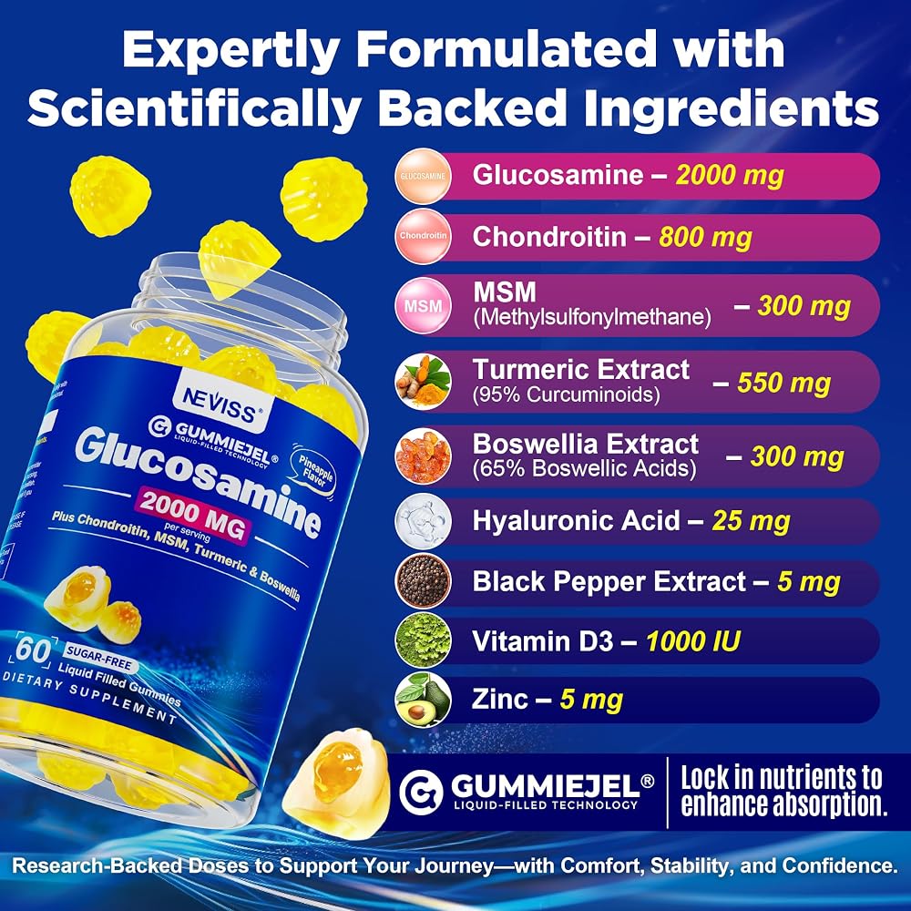 NEVISS Sugar Free Glucosamine Filled Gummies - Glucosamine Supplement