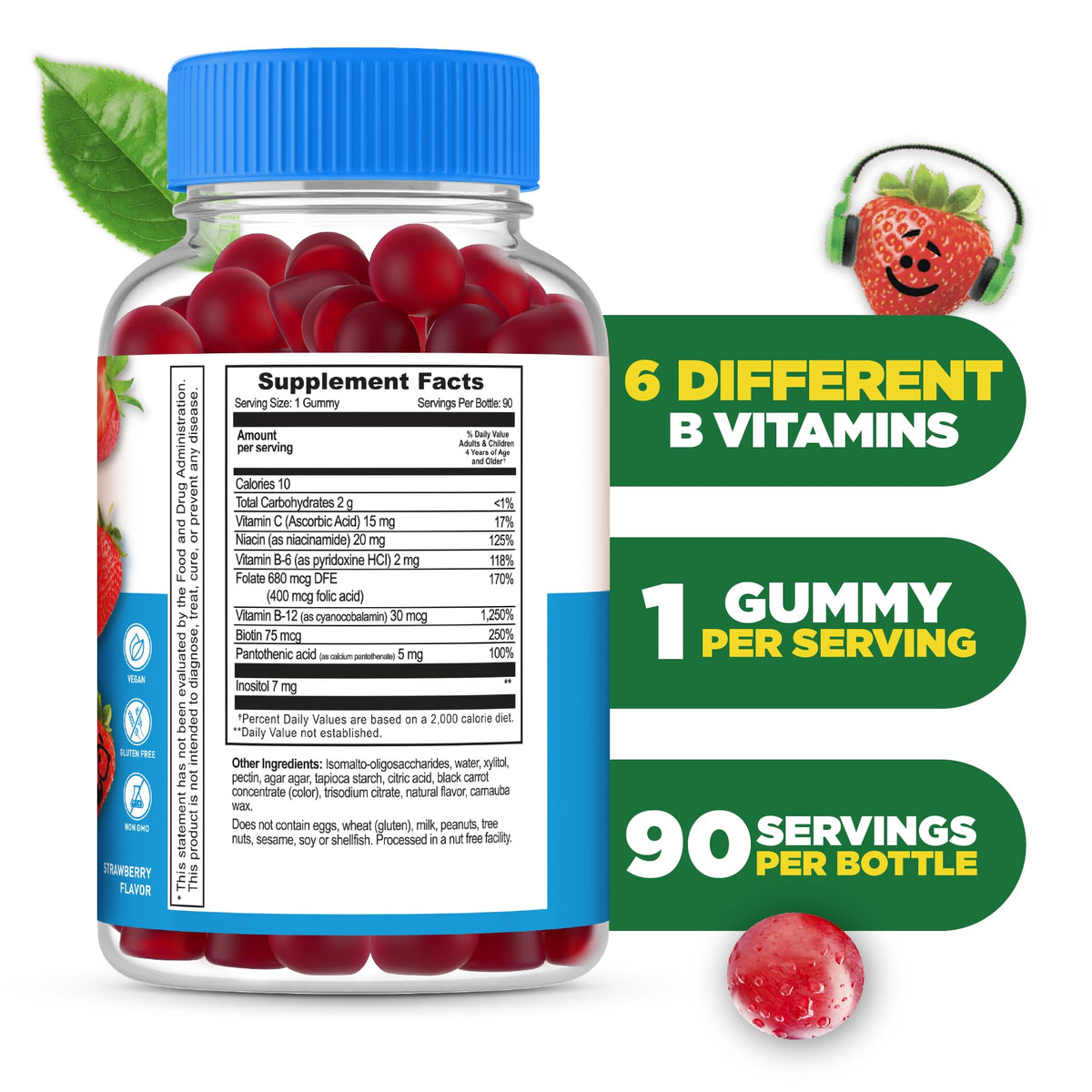 Lifeable Sugar Free Vitamin B Complex for Kids - 90 Gummies - image 2