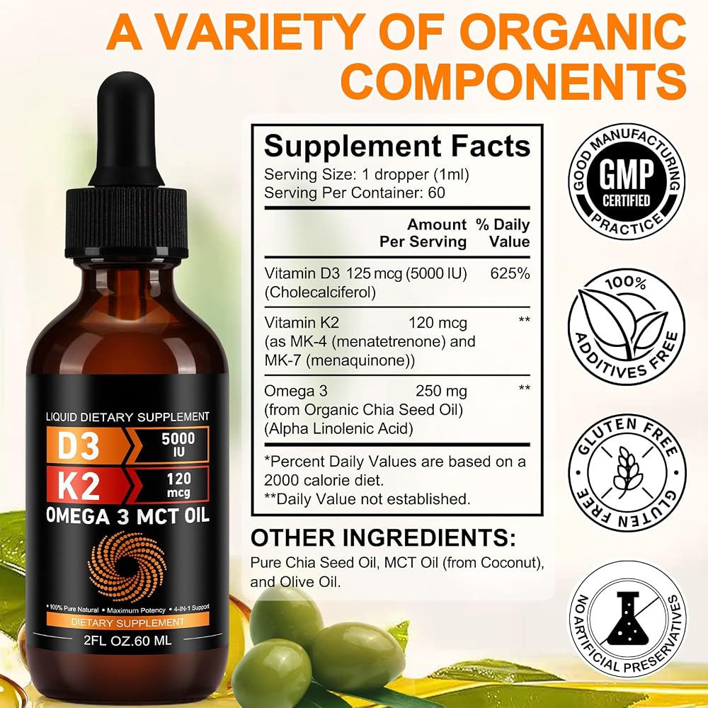 Daiasns Vitamin D3 5000 IU & K2 MK-7 Liquid Drops - 60ml - image 5