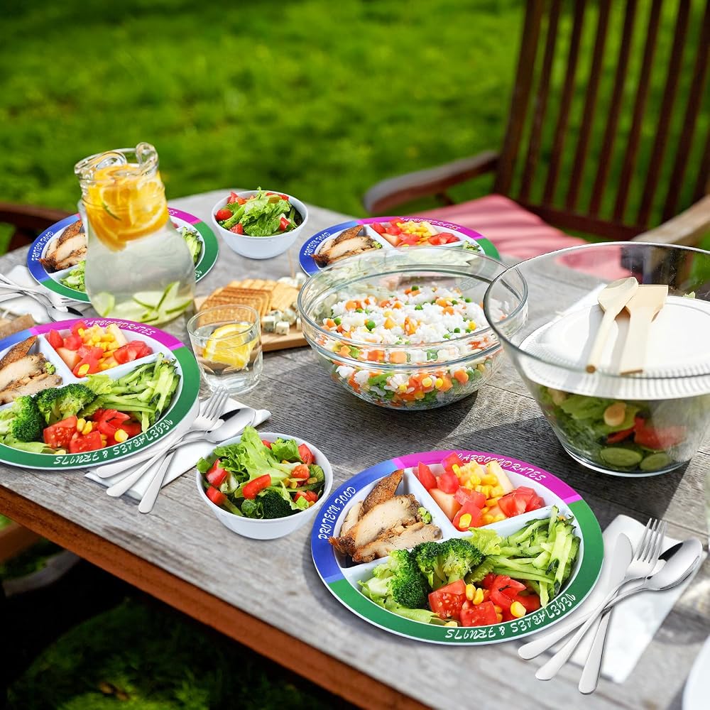 Singhoow Portion Control Plates & Bowls with Cutlery - 8.5 Inch - image 6