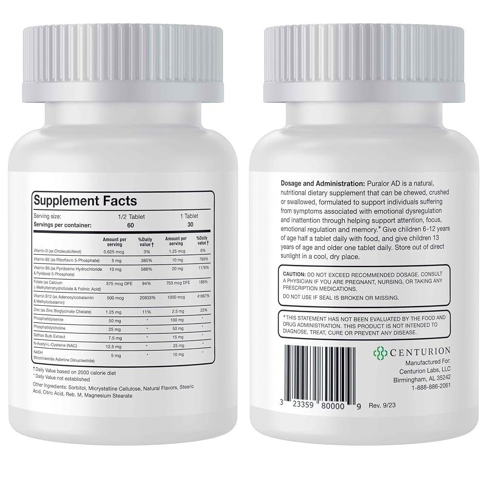 Centurion Health Puralor AD Cognitive Supplement for Kids - 30 Tablets - image 2