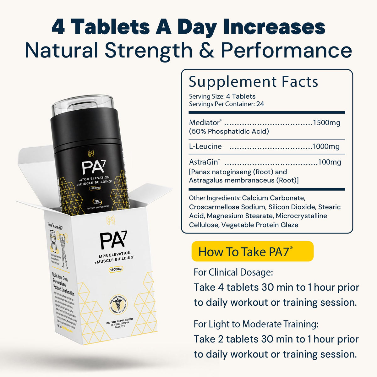 HPN PA(7) Phosphatidic Acid for Muscle & Strength - 96 Tablets - image 3