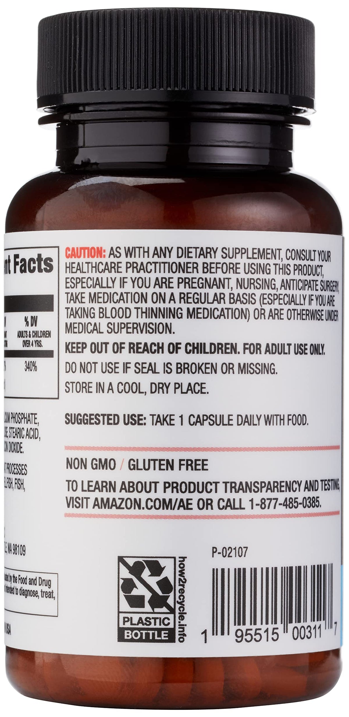 Amazon Elements Folic Acid 800 mcg Tablet - 180 Count - image 2