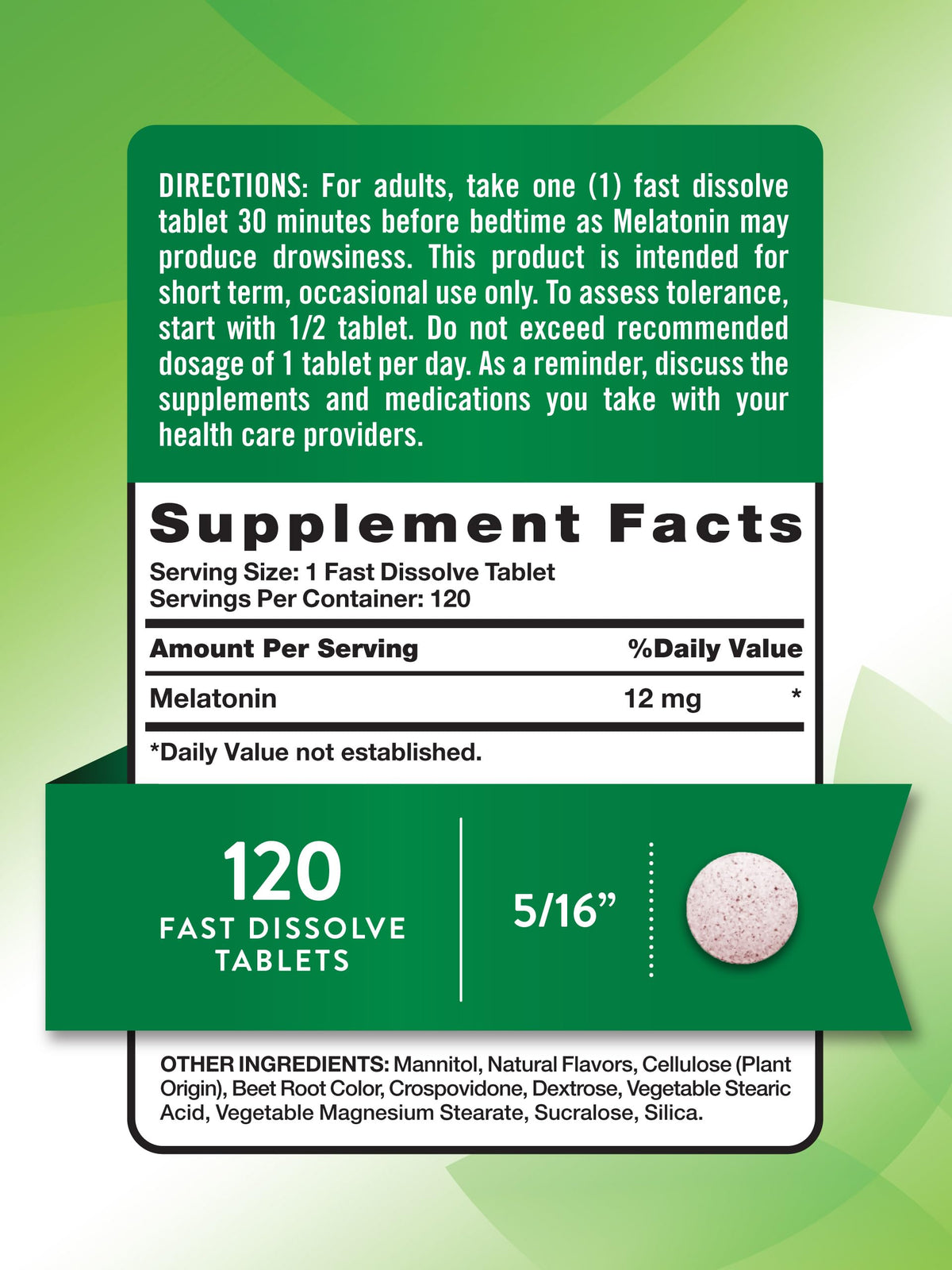 Nature's Truth Melatonin 12mg Tablets - 120 Count - image 2