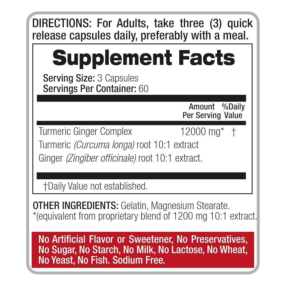 FITO MEDIC'S Turmeric and Ginger Supplement - 180 Capsules - image 7