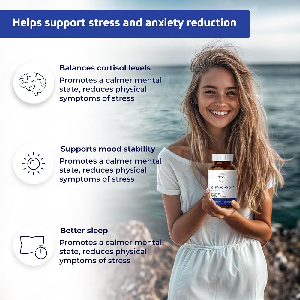 TIVA Nutraceutics Ashwagandha Capsules 650mg for Stress - 60 Capsules - image 3