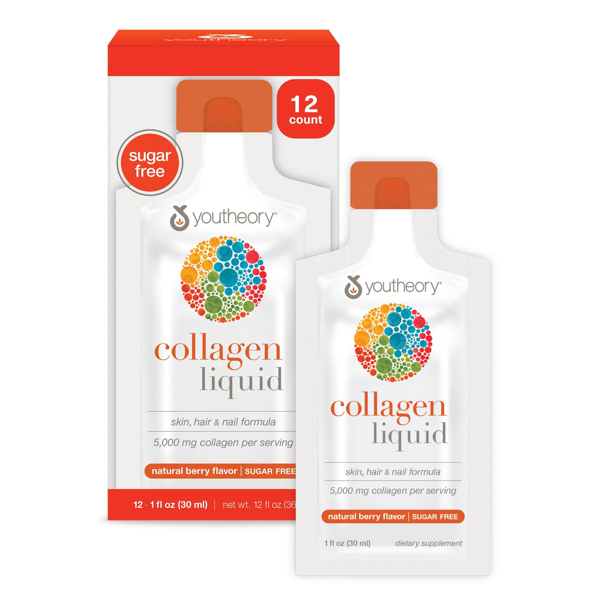 Youtheory Collagen Liquid 5000 mg Berry Flavor - 12 Pack