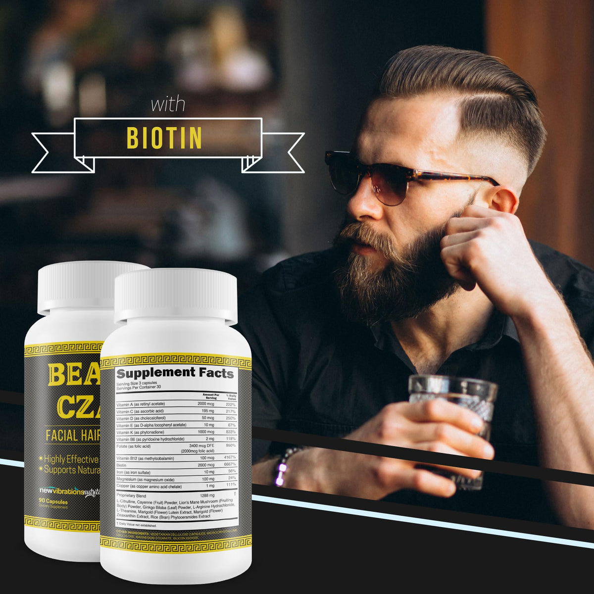 The Beard Czar Facial Hair Complex Beard Growth - 60 Capsules - image 8
