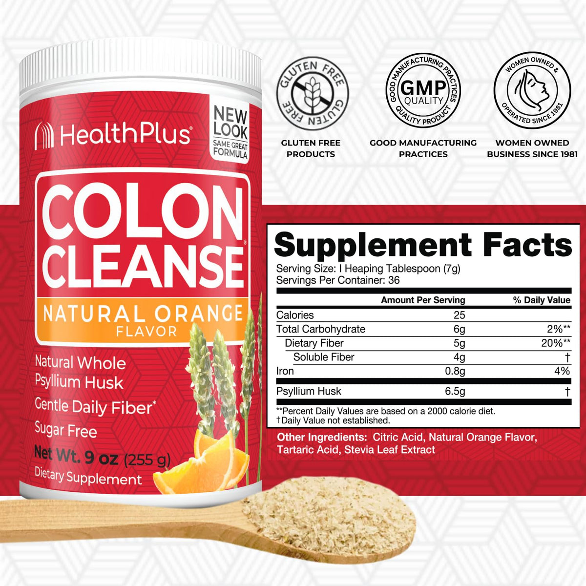 Health Plus Colon Cleanse Fiber Powder Orange - 9 oz - image 2