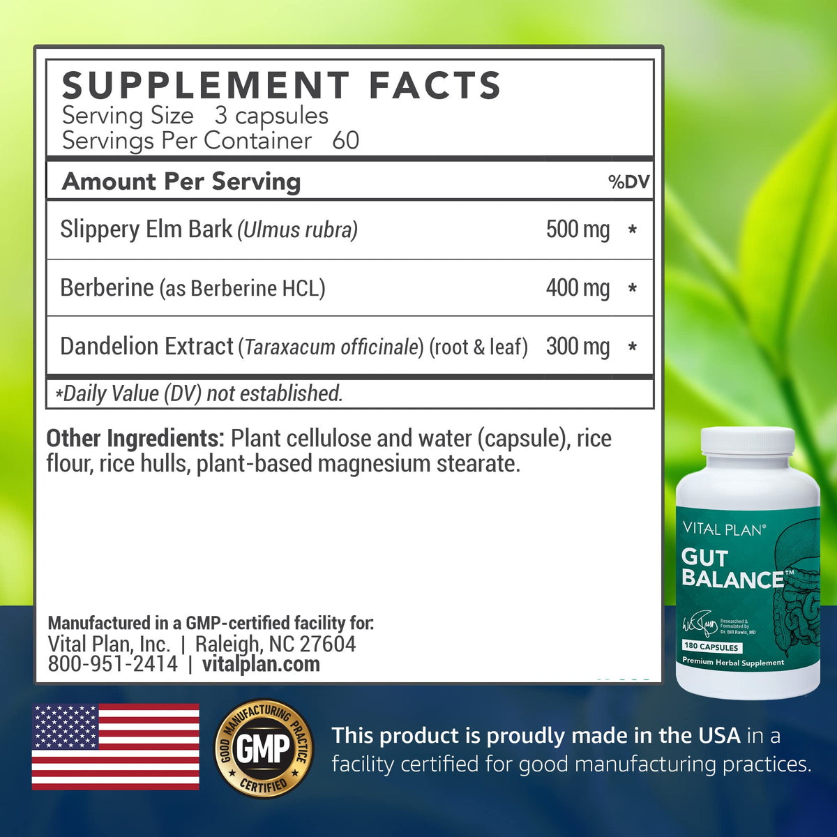 Vital Plan Gut Balance Supplement - 180 Capsules - image 2