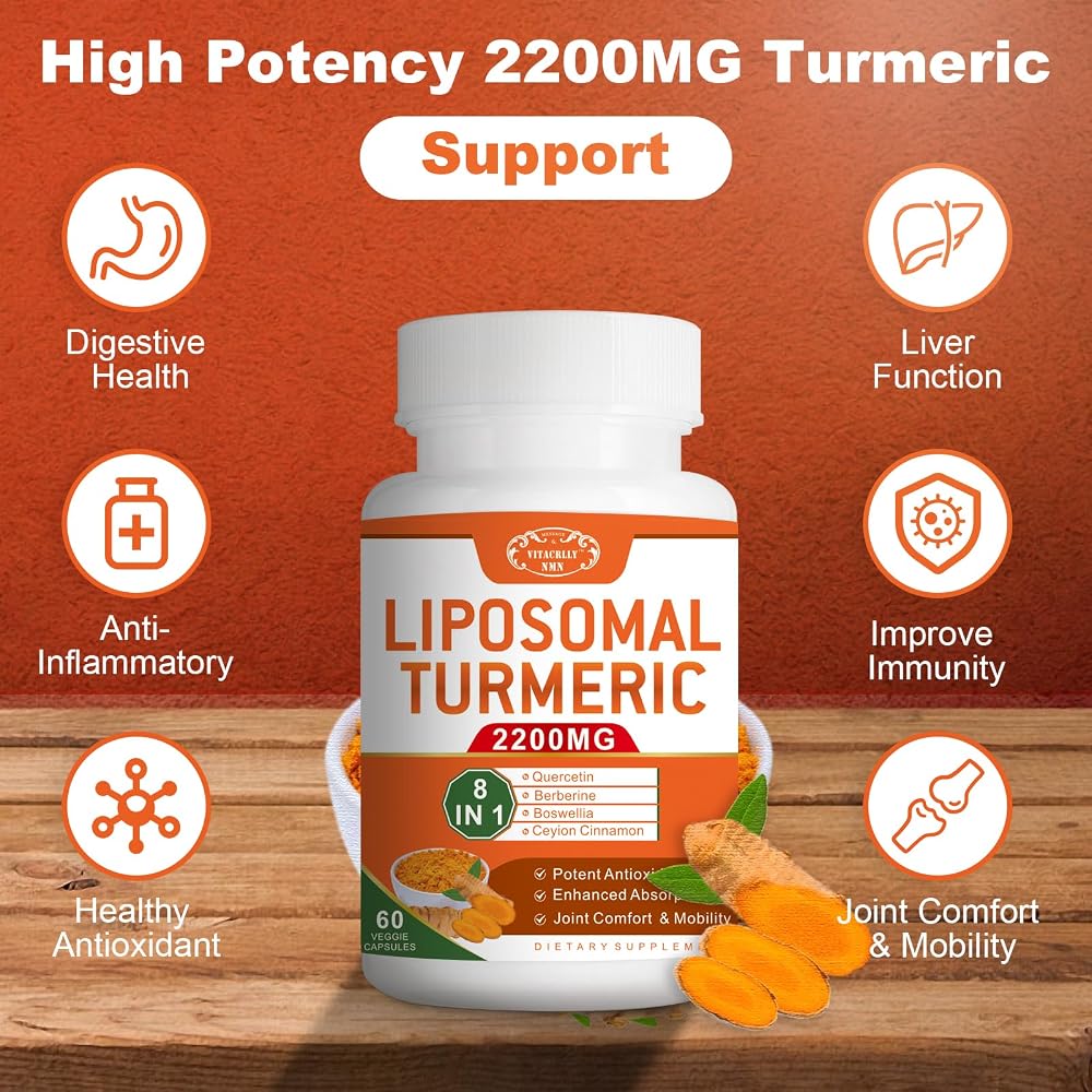 VITACRLLYNMN Liposomal Turmeric Curcumin 2200mg Joint Support - 120 Capsules - image 4