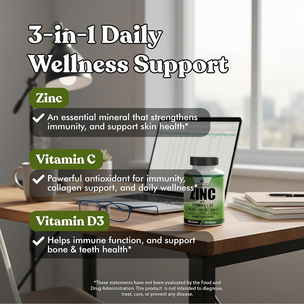 American Standard Supplements Zinc 100mg Vitamin C 1000mg - 120 Capsules - image 4