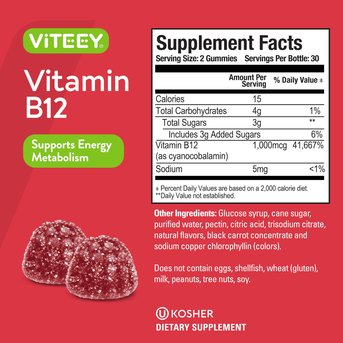 Viteey Vitamin B12 Gummies for Adults & Teens 1000mcg - Good