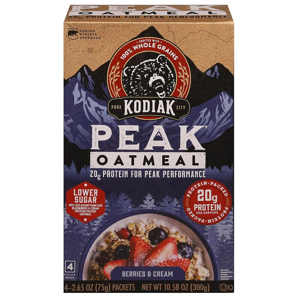 Kodiak Cakes Instant Oatmeal Berries & Cream High Protein - 4 Packets