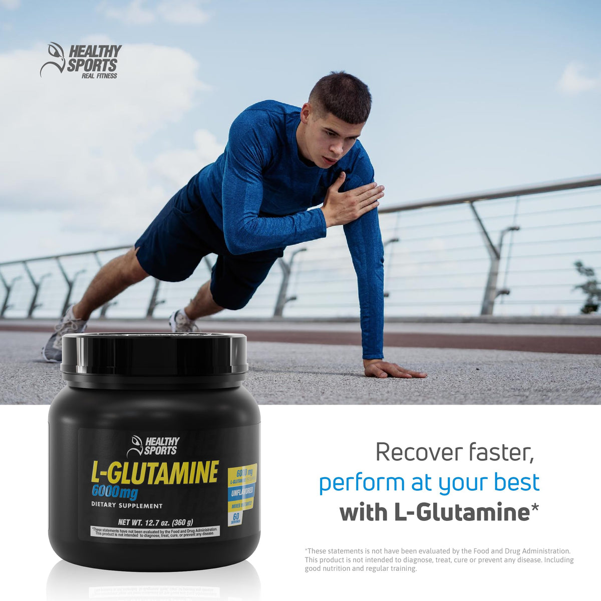 HEALTHY SPORTS L-Glutamine Powder 6000mg - 60 Servings - image 5