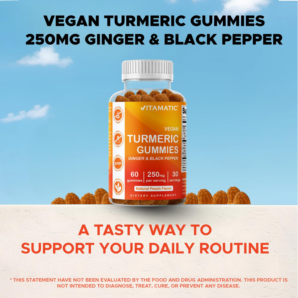 Vitamatic Vegan Turmeric Gummies with Ginger & Black Pepper - 60 Count - image 6