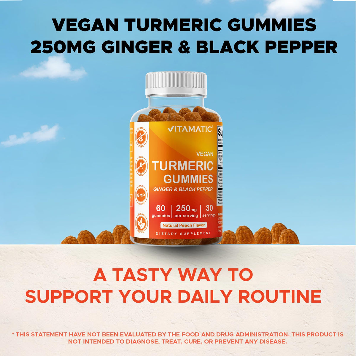 Vitamatic Vegan Turmeric Gummies with Ginger & Black Pepper - 60 Count - image 6