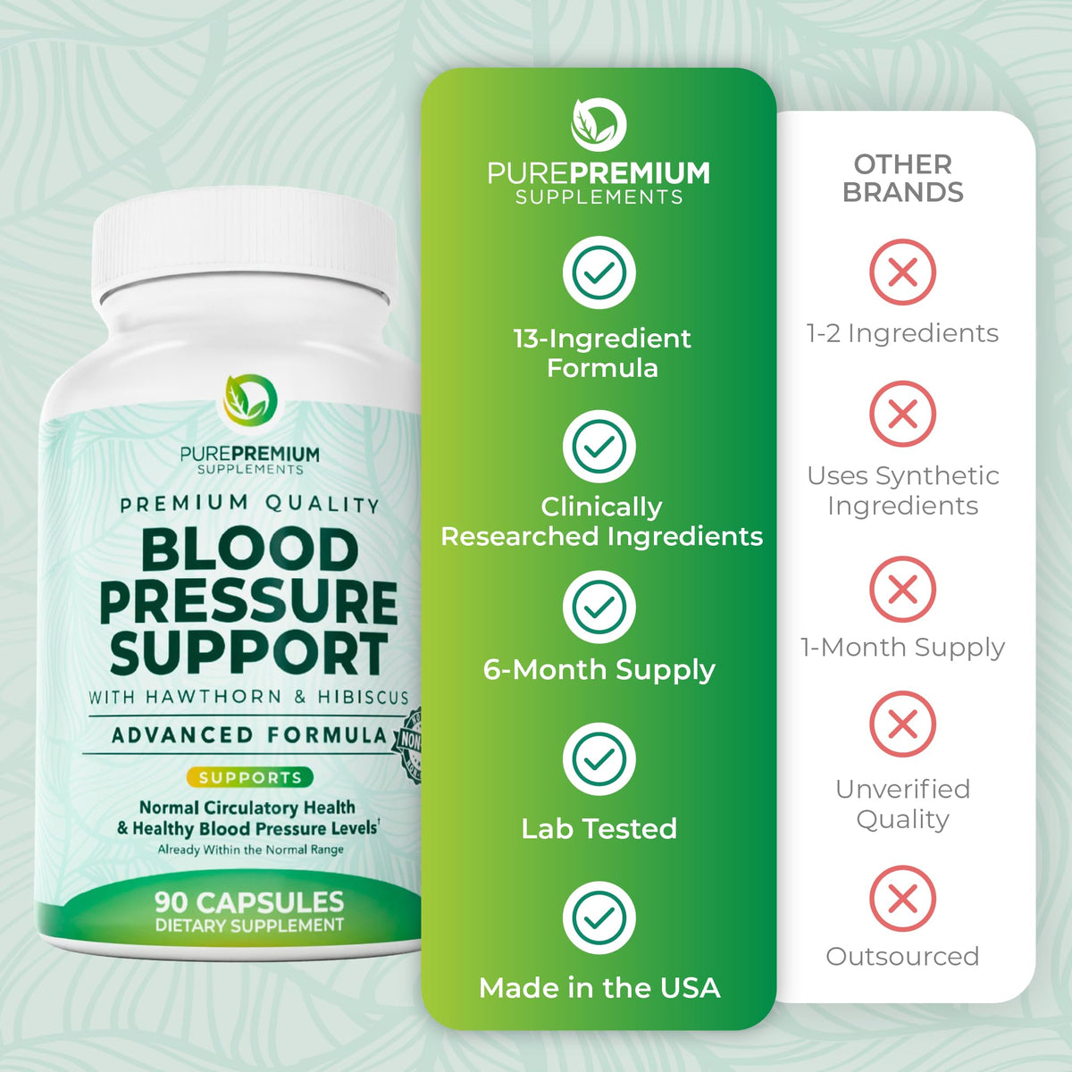 PurePremium Blood Pressure Supplements with Hawthorn Berry - 180 Capsules - image 5