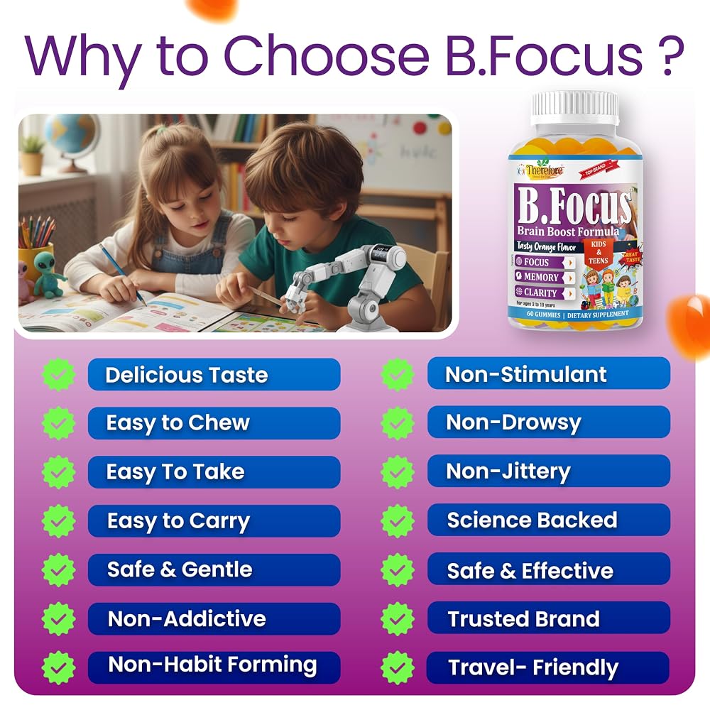 Therefore B.Focus Omega 3 DHA Gummies for Kids - 60 Count - image 9