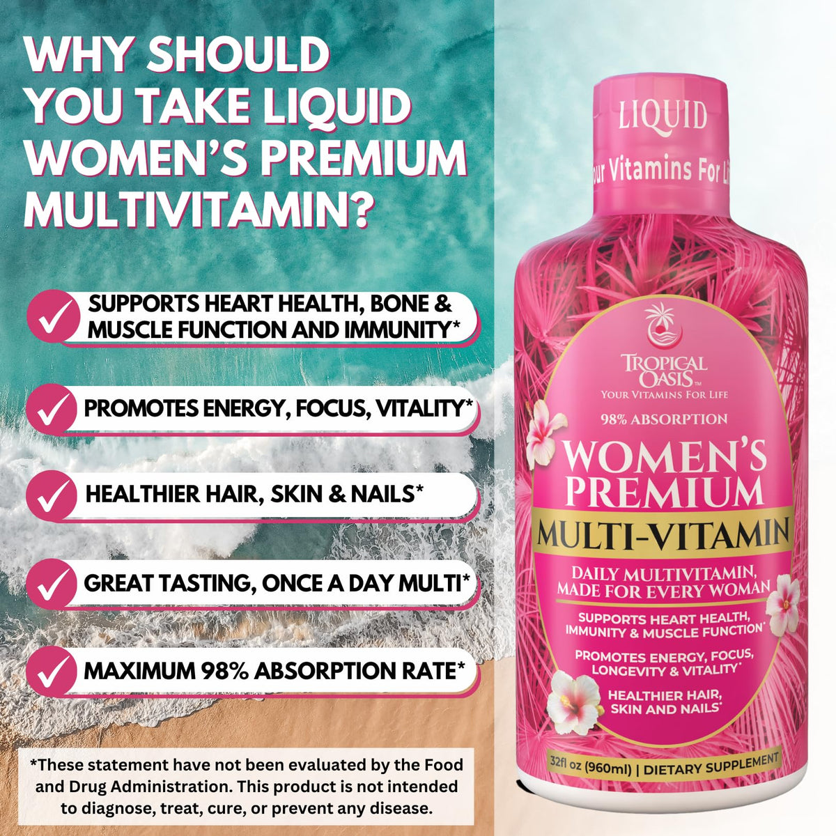 Tropical Oasis Women's Liquid Multivitamin - 32 Fl Oz - image 3