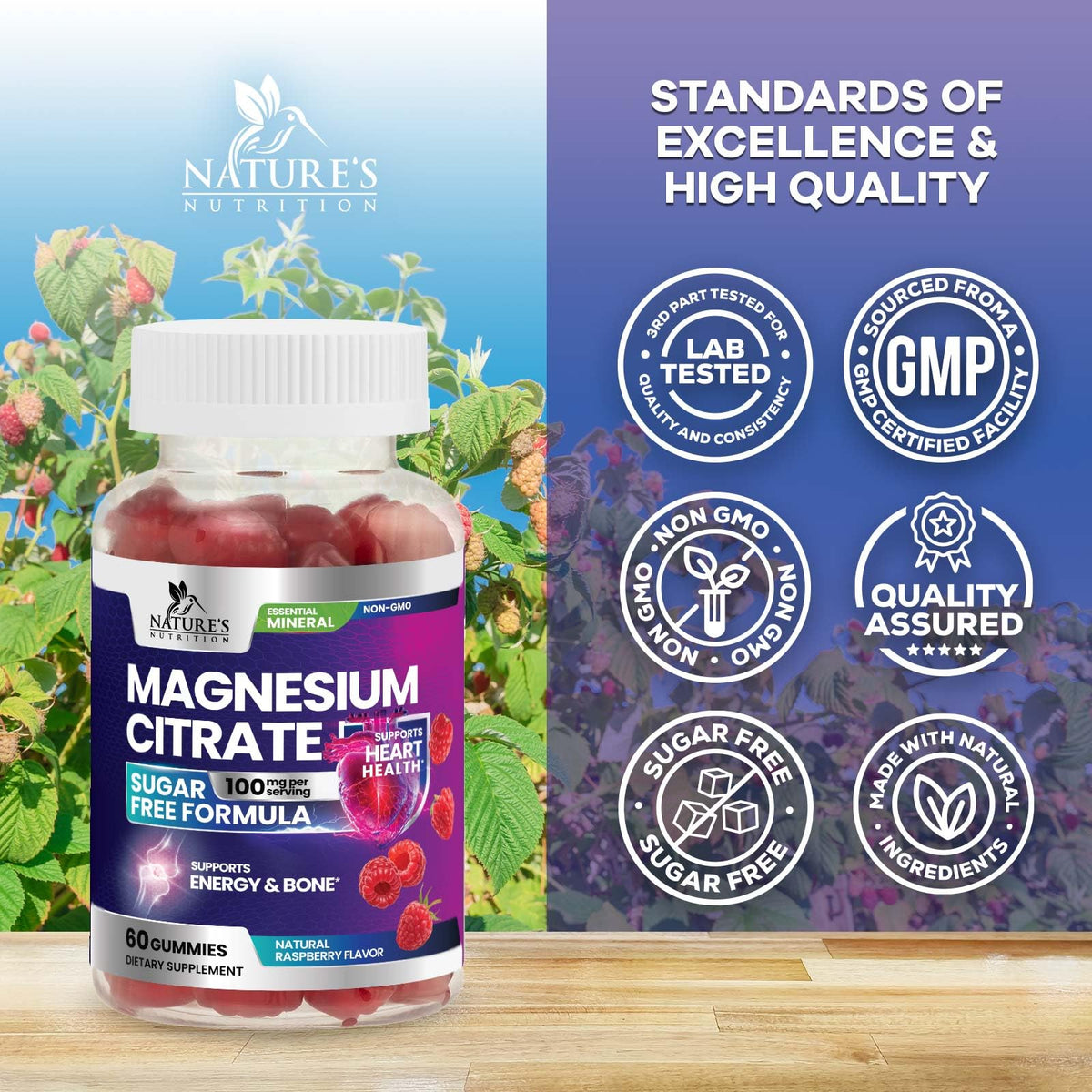Nature's Nutrition Magnesium Citrate Gummies - 60 Gummies - image 4