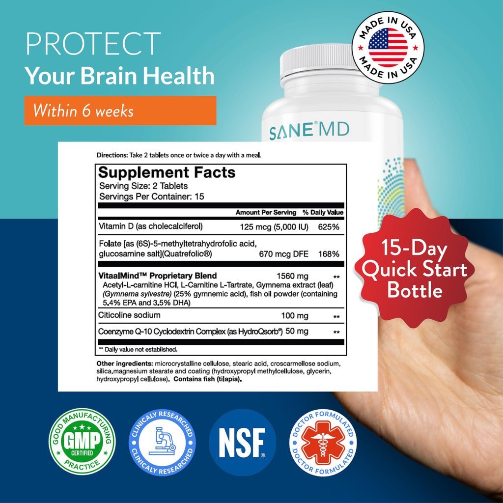 SANE Vitaae Brain Support Supplement - 30 Tablets - image 2