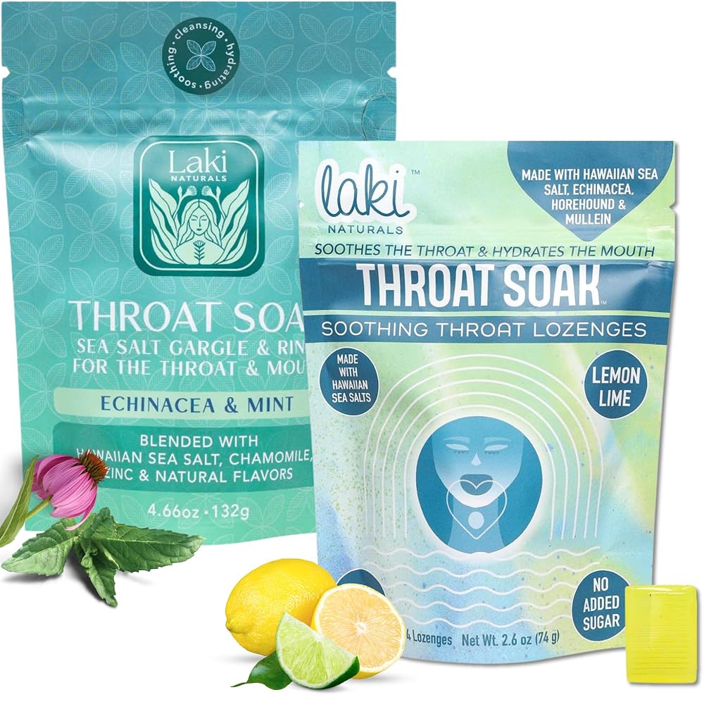 Laki Naturals Throat Soak Bundle Lozenges & Gargle - 2 Pack