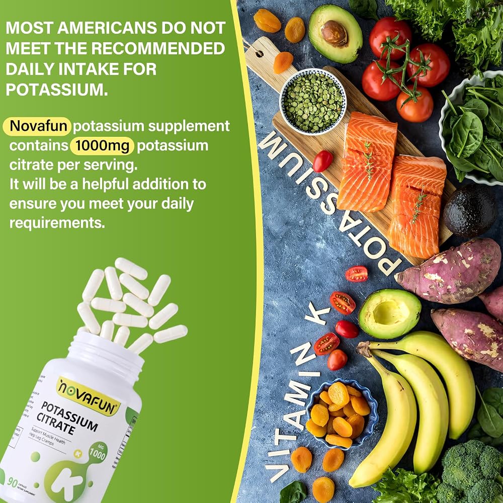 Novafun Potassium Citrate 1000mg Muscle Health Support - 90 Capsules - image 4