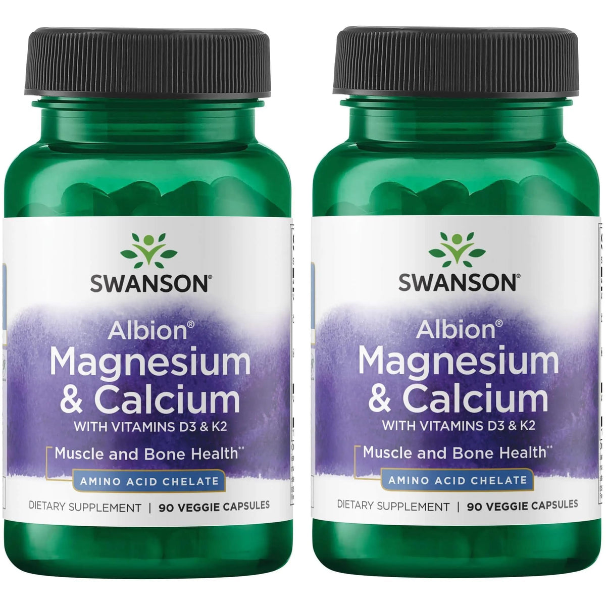 Swanson Albion Chelated Magnesium and Calcium 2:1 - 180 Vegetarian Capsules