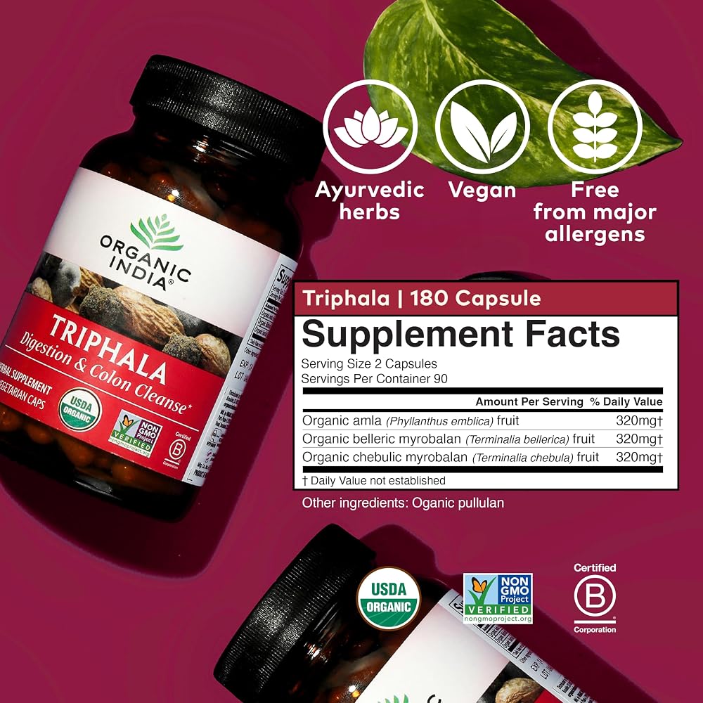 Organic India Triphala Capsules Digestive Support - 180 Capsules - image 5