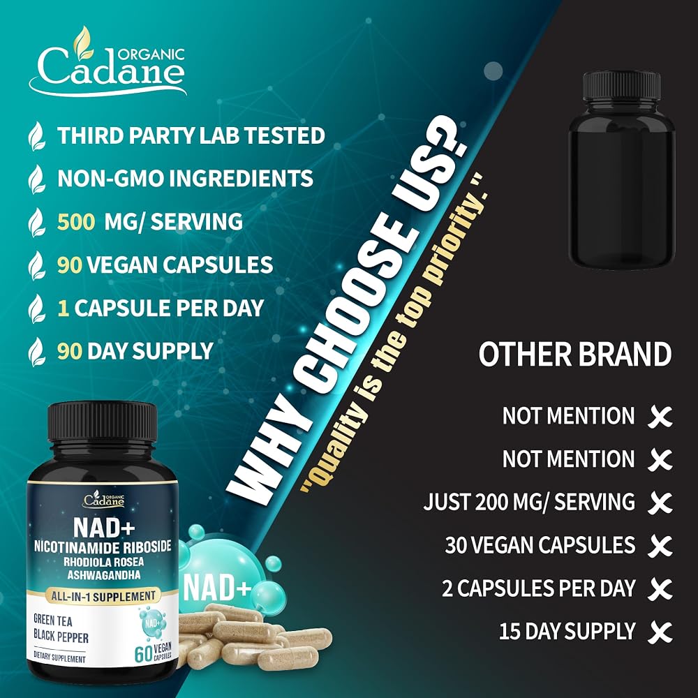 Organic Cadane Nicotinamide Riboside Supplement - 90 Capsules - image 6