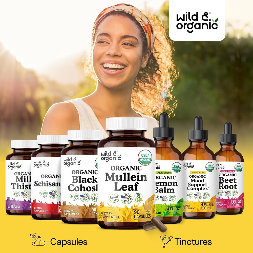 Wild & Organic USDA Organic Mullein Capsules Lung Support - 90 Count - image 6