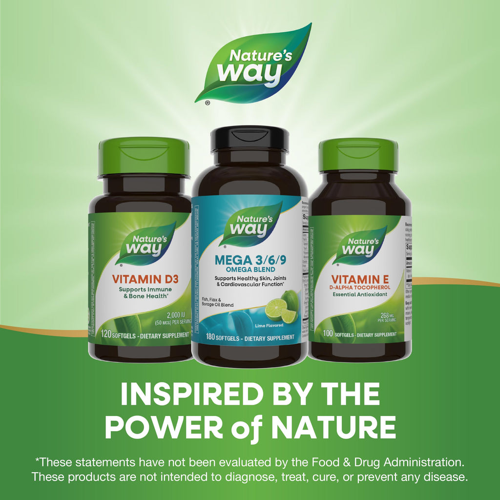 Nature's Way Mega 3/6/9 Omega Fish, Flax & Borage Oil - 180 Softgels - image 7