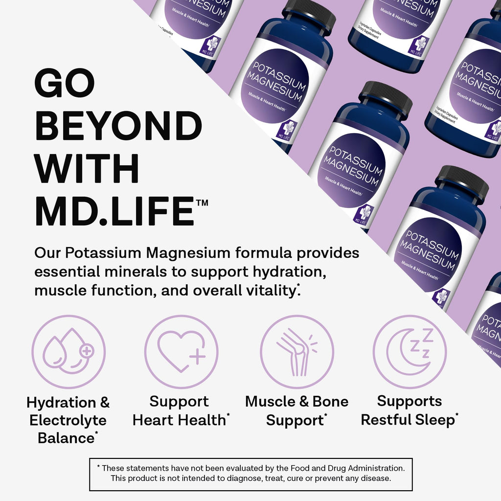 MD.LIFE Potassium Magnesium Supplement - 90 Capsules - image 2