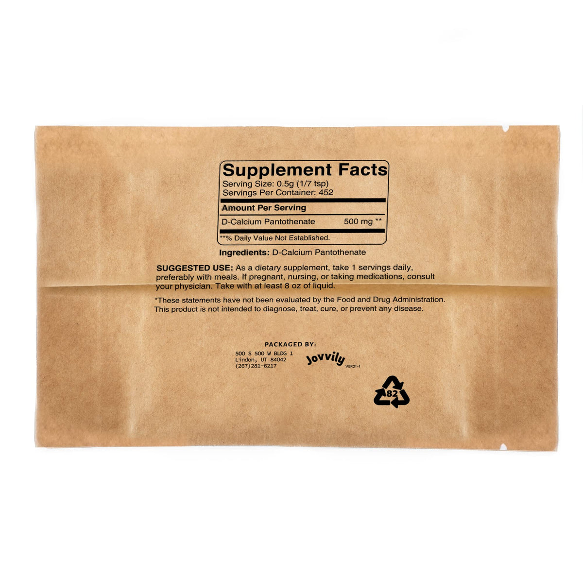 Jovvily Vitamin B5 Pantothenic Acid Powder - 8 oz - image 2