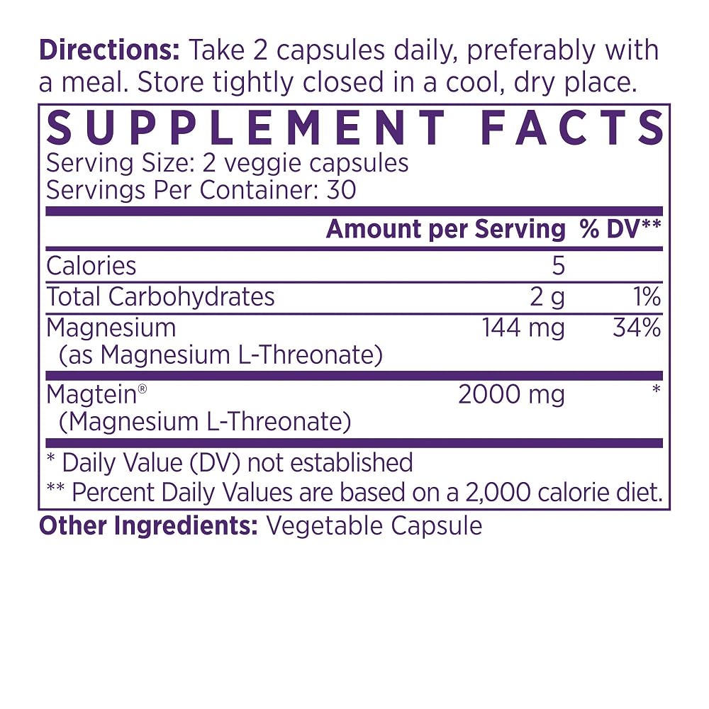 NAOMI Magtein Magnesium L-Threonate 2000mg Brain Support - 60 Capsules - image 2