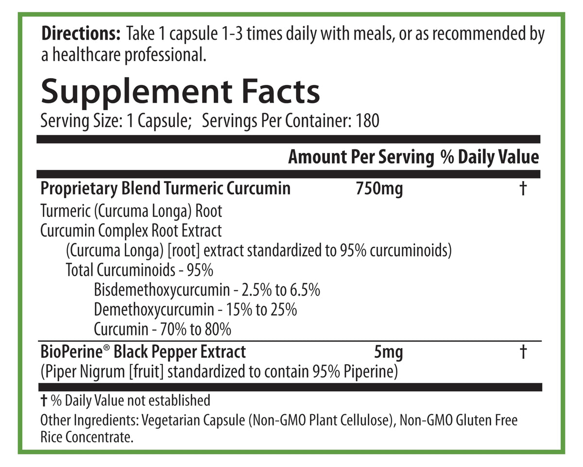 PURE Turmeric Curcumin 750 mg - 180 Vegetable Capsules - image 5