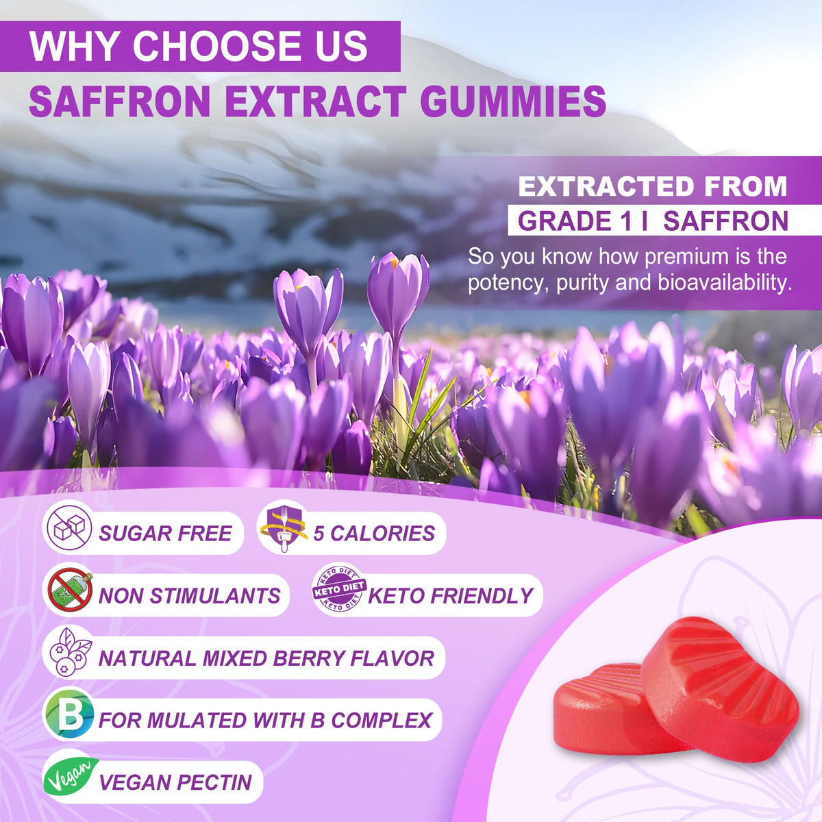 NEVISS Sugar Free Saffron Gummies