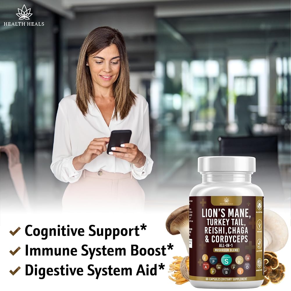 Health Heals Mushroom Supplement 20-in-1 Complex - 120 Capsules - image 4