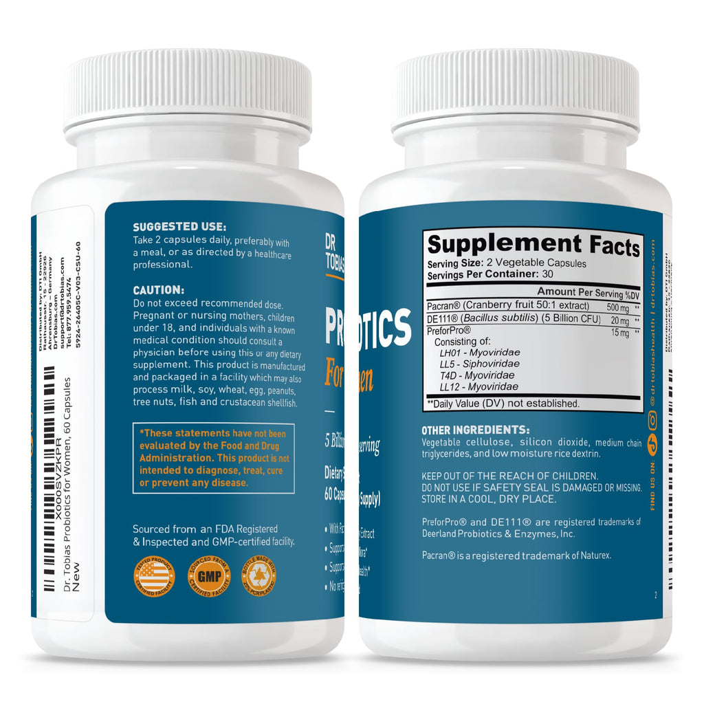 Dr. Tobias Probiotics for Women 5 Billion CFU - 60 Capsules - image 6