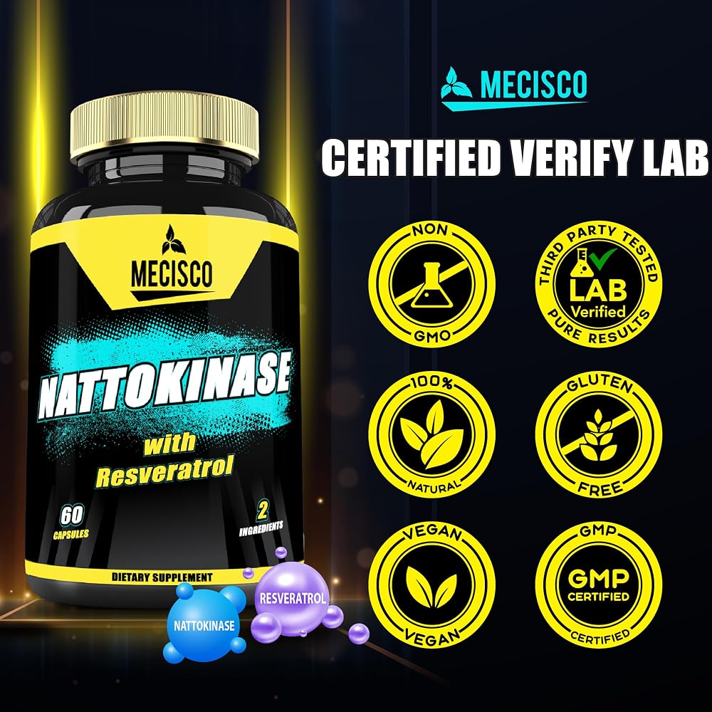 Mecisco Nattokinase Supplement with Trans-Resveratrol - 60 Capsules - image 6