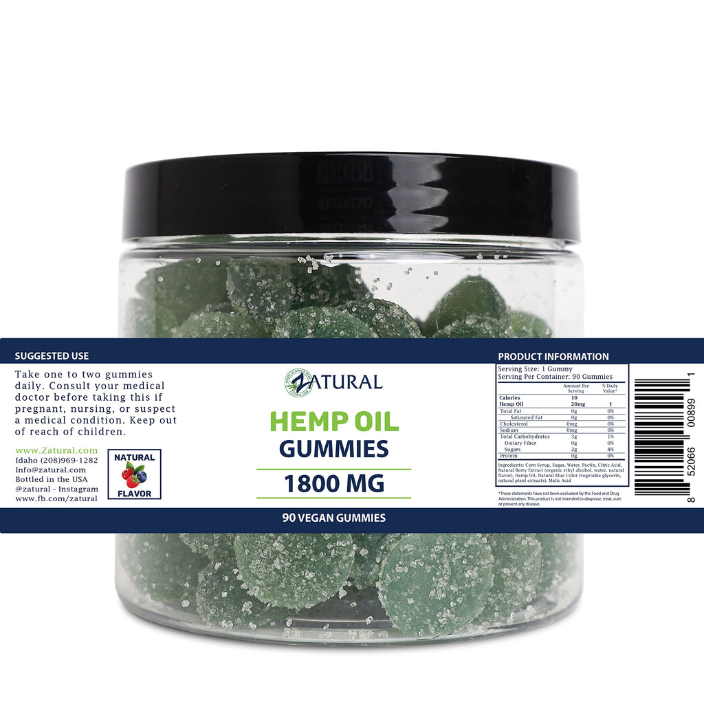 Zatural Hemp Vegan Gummies 20mg Hemp Seed Oil - 90 Gummies - image 2