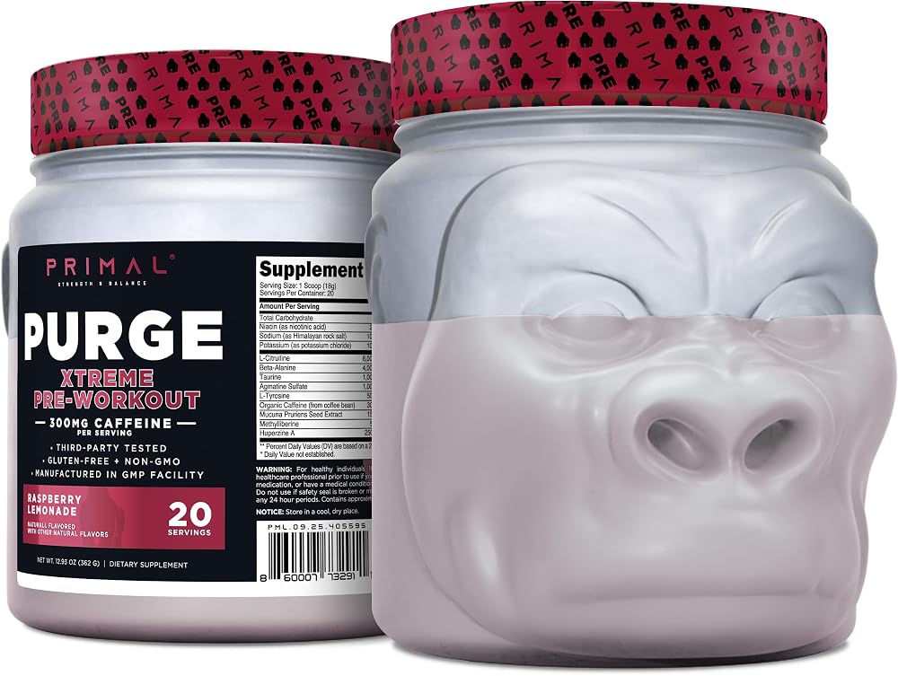 Primal Purge Xtreme Pre-Workout Powder Raspberry Lemonade - 20 Servings