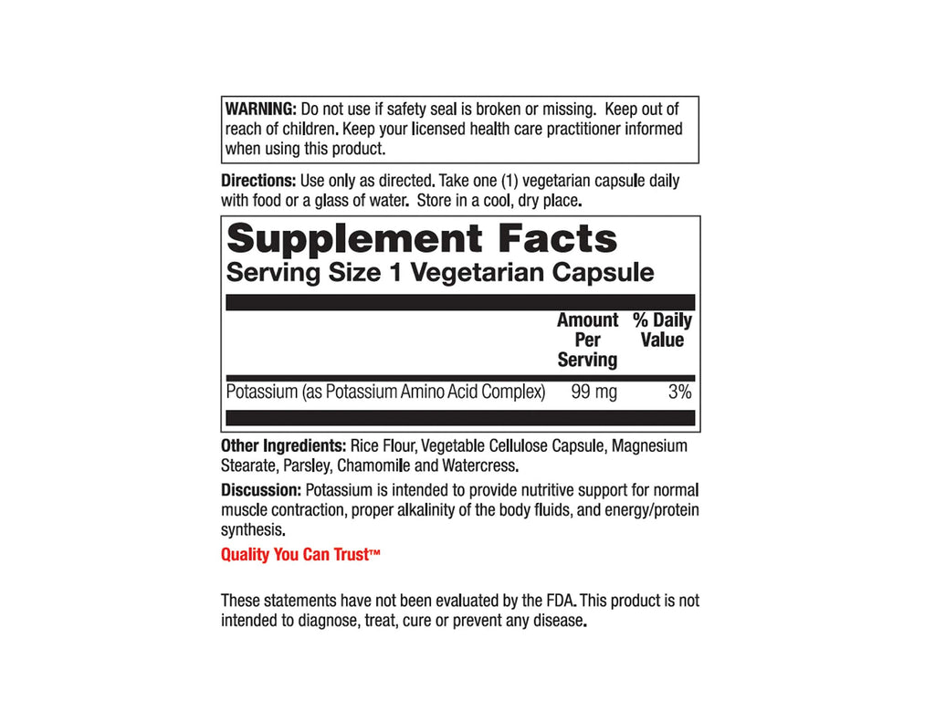 Nature's Life Potassium Supplement - 250 Vegetarian Capsules - image 2