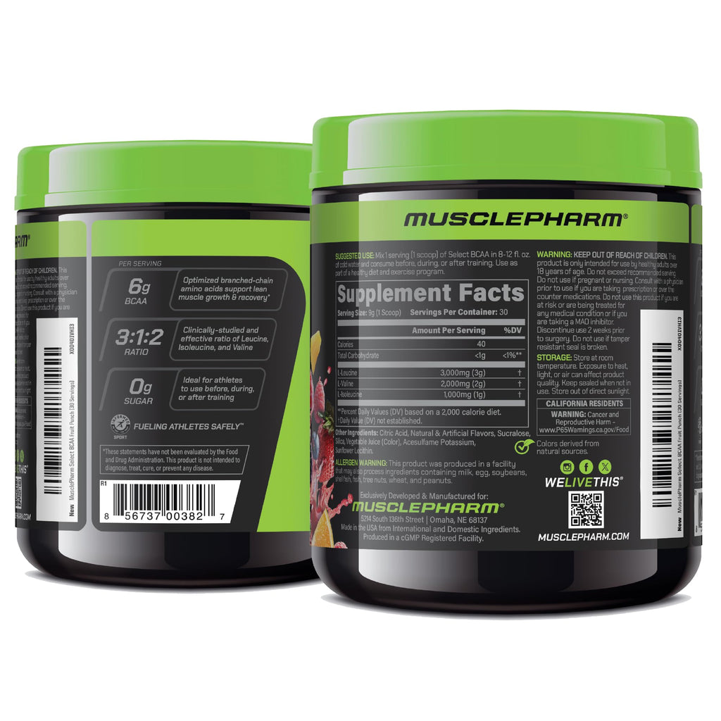 Muscle Pharm Select BCAA Powder Fruit Punch - 30 Servings - image 8
