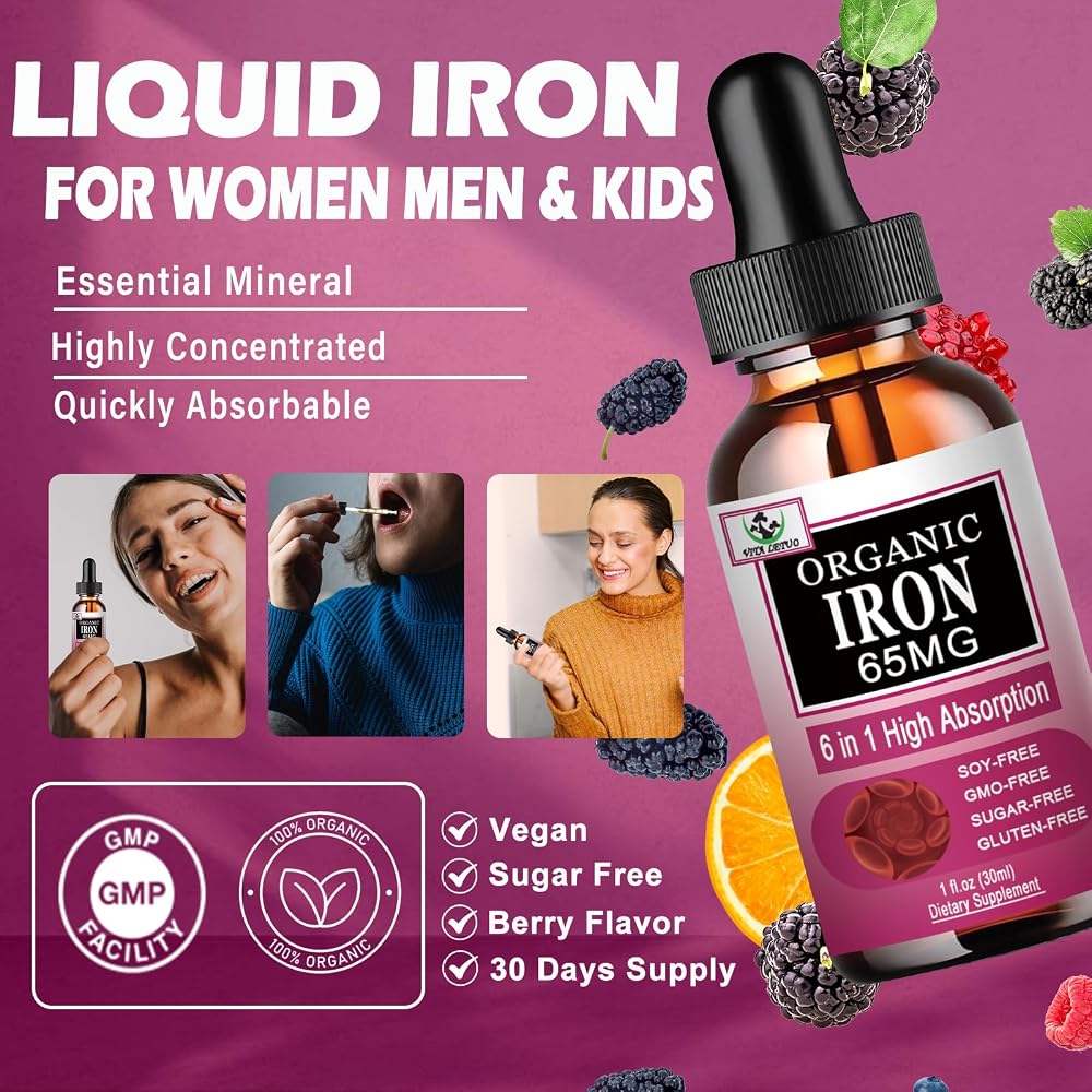 Vita letuo Iron Supplement for Women with Vitamin C - 1 Fl Oz - image 2