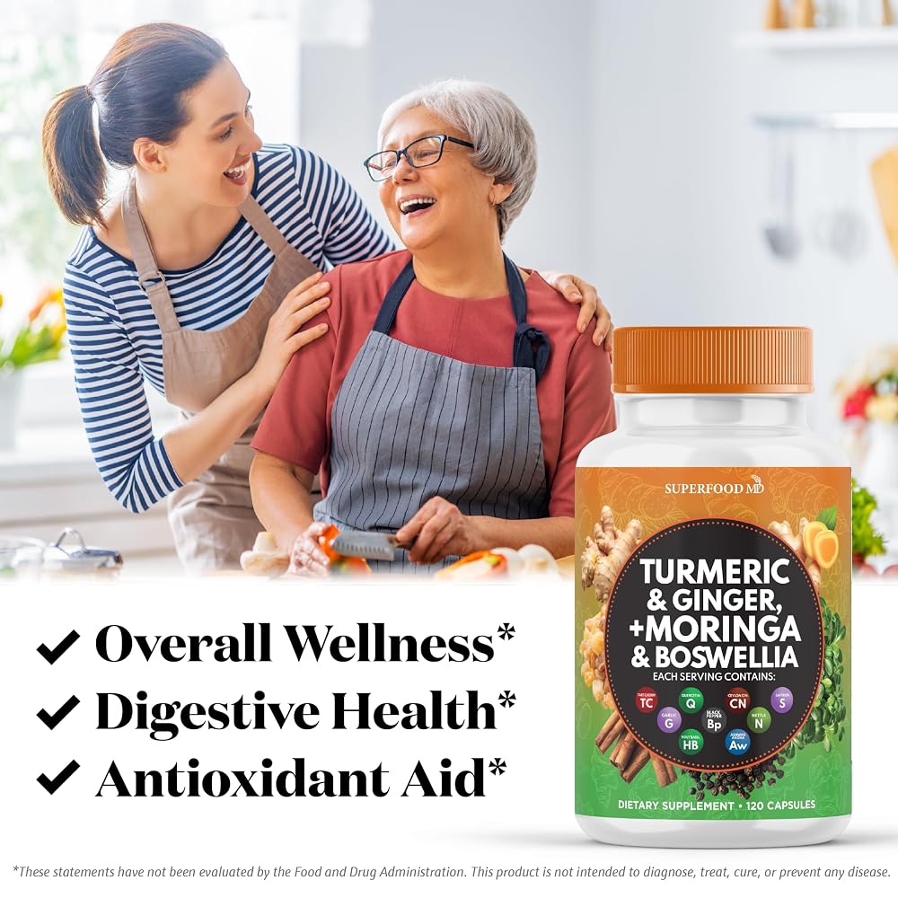 Superfood MD Turmeric Moringa Capsules Supplement