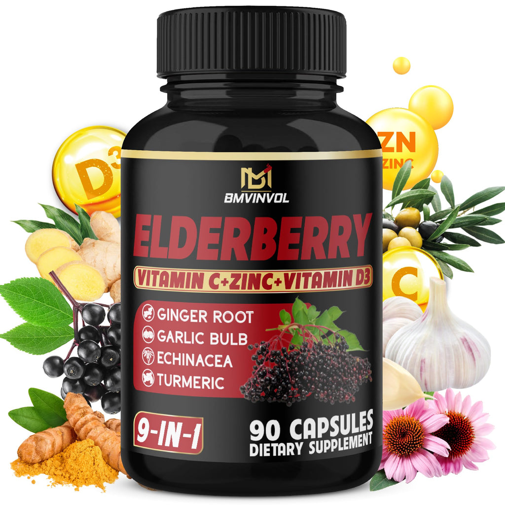 BMVINVOL Elderberry Capsules for Immune Support - 90 Count